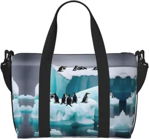 Penguins On The Iceberg print Travel Duffel Bag,workout duffel bag, overnight shoulder Bag,Weekender Bag for Women Men