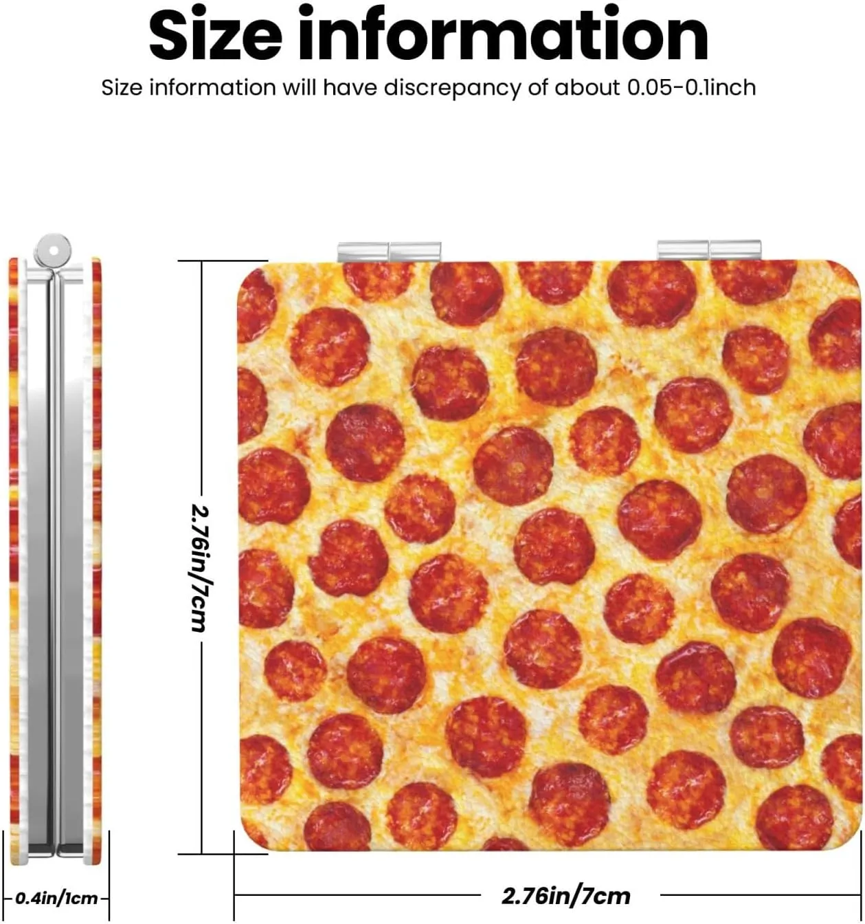Pepperoni Pizza Food Texture Women Small Pocket Mirror Travel Cosmetic Mirror Folding Handheld Makeup Mirror