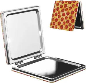 Pepperoni Pizza Food Texture Women Small Pocket Mirror Travel Cosmetic Mirror Folding Handheld Makeup Mirror
