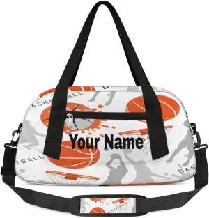 Personalized Basketball Sport Sport Duffel Bag Custom Name Kids Gym Bags Carry On Travel Bag Weekender Overnight Bag for Boys Girls Teens