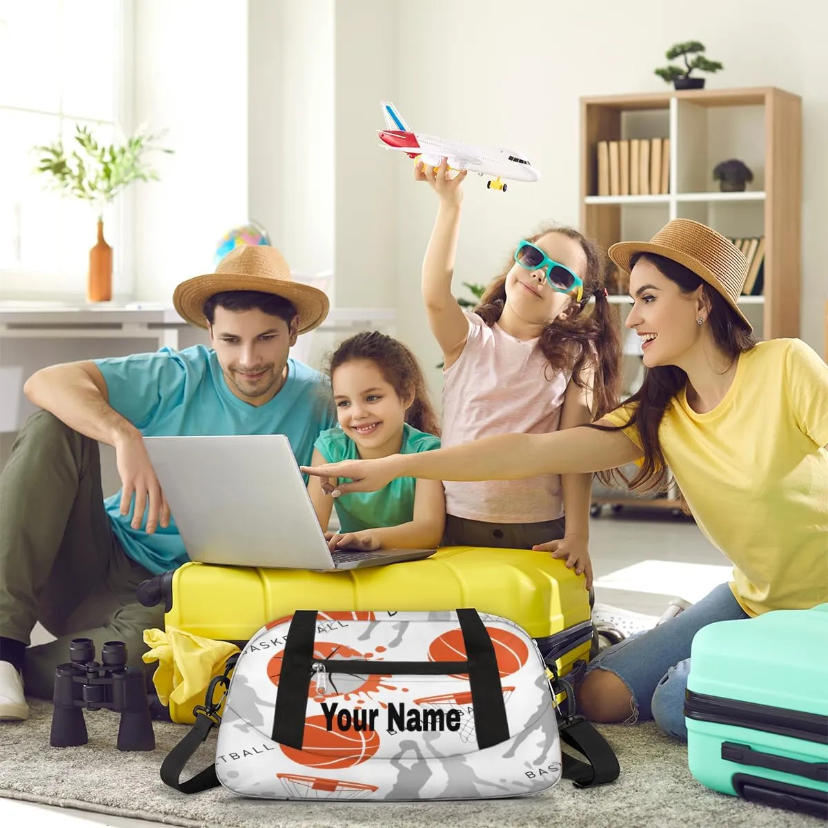Personalized Basketball Sport Sport Duffel Bag Custom Name Kids Gym Bags Carry On Travel Bag Weekender Overnight Bag for Boys Girls Teens