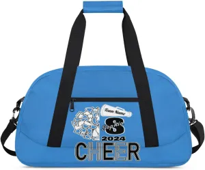 Personalized Cheer Duffel Bags, Custom Cheerleader Dance Sport Bags, Customized Cheerleading Travel Overnight Weekender Bags with Name, Blue