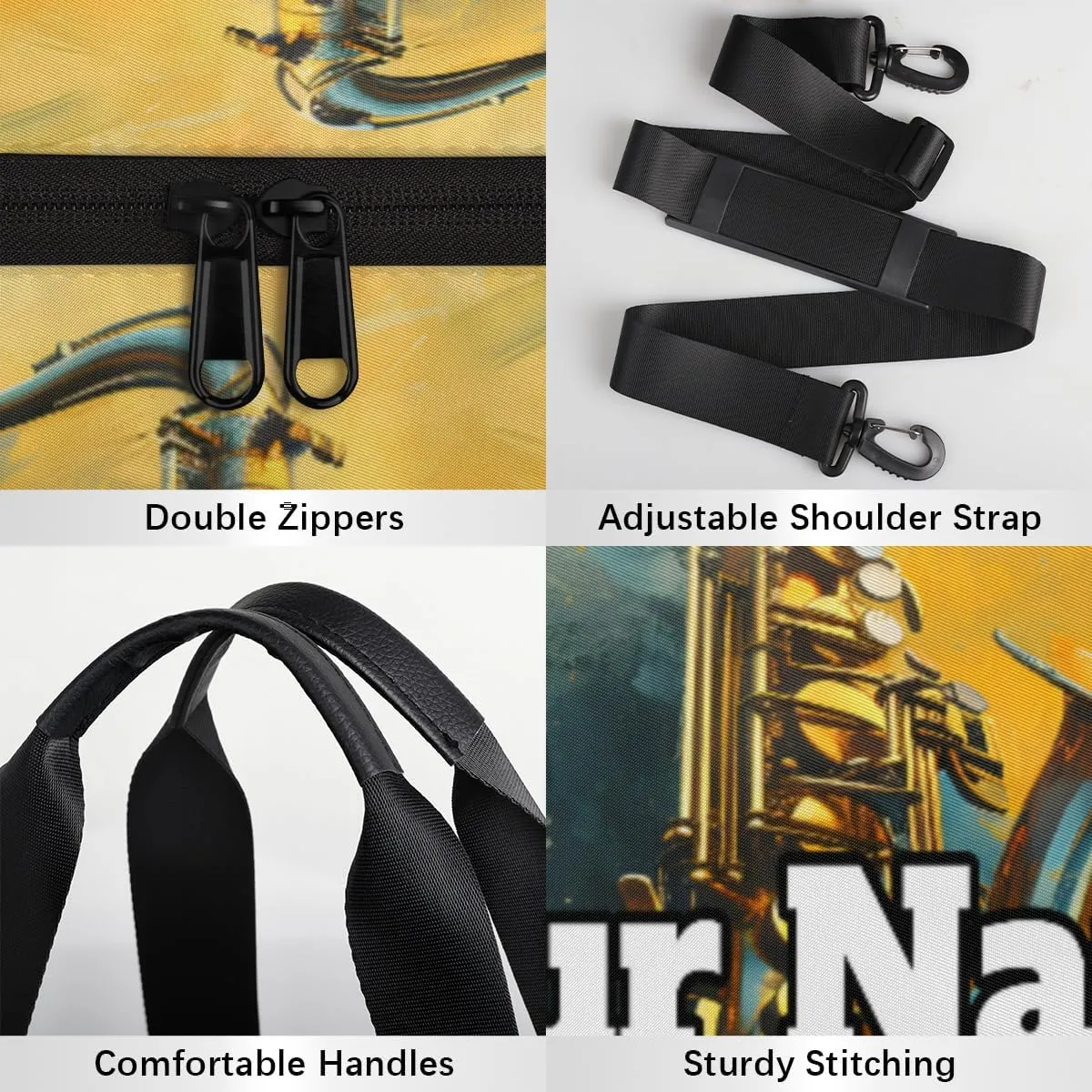 Personalized Name Gym Bag for Women, Customized Saxophone Cylinder Sports Bags for Men, Waterproof Weekender Bag, Duffle Bags for Travel Swim Dance, Jazz Music