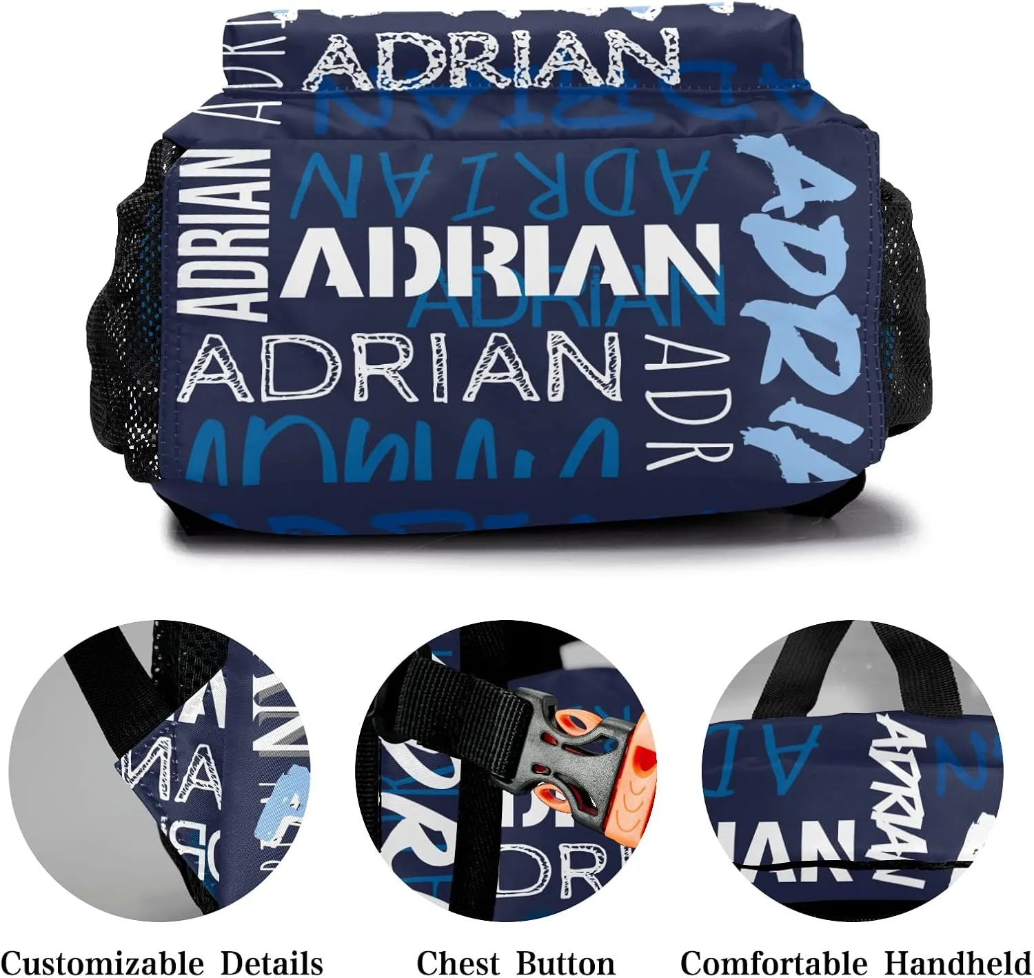Personalized School Backpack with Name Text, Stylish Custom Bookbag for Kids Boys Girls, Waterproof Elementary Customize Book Bag with Adjustable Shoulder Straps, 1 Pack