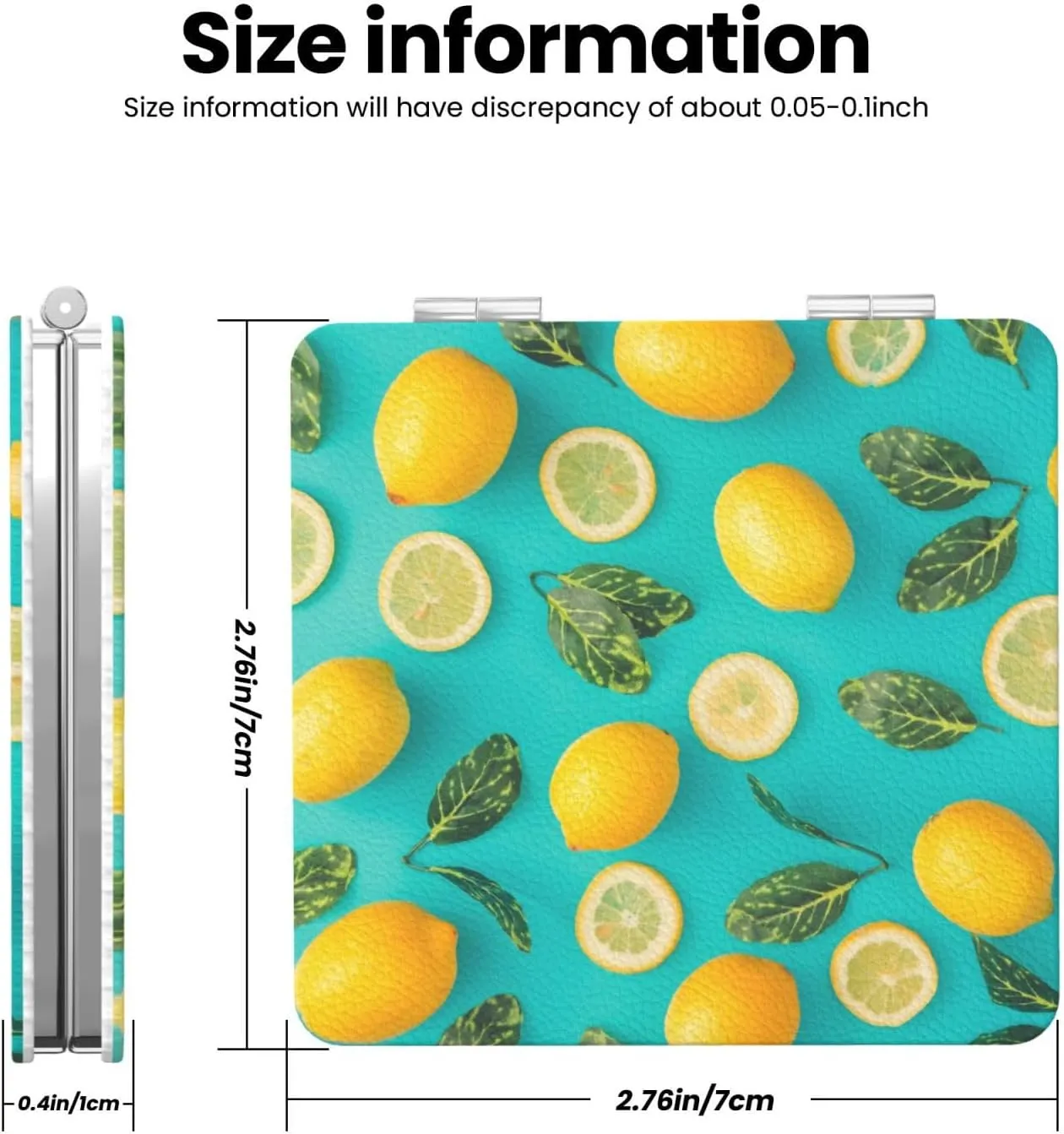 Peynir Fruit Lemon Slice Green Women Handheld Makeup Mirror Portable Compact Mirror Folding Mini Cosmetic Mirror