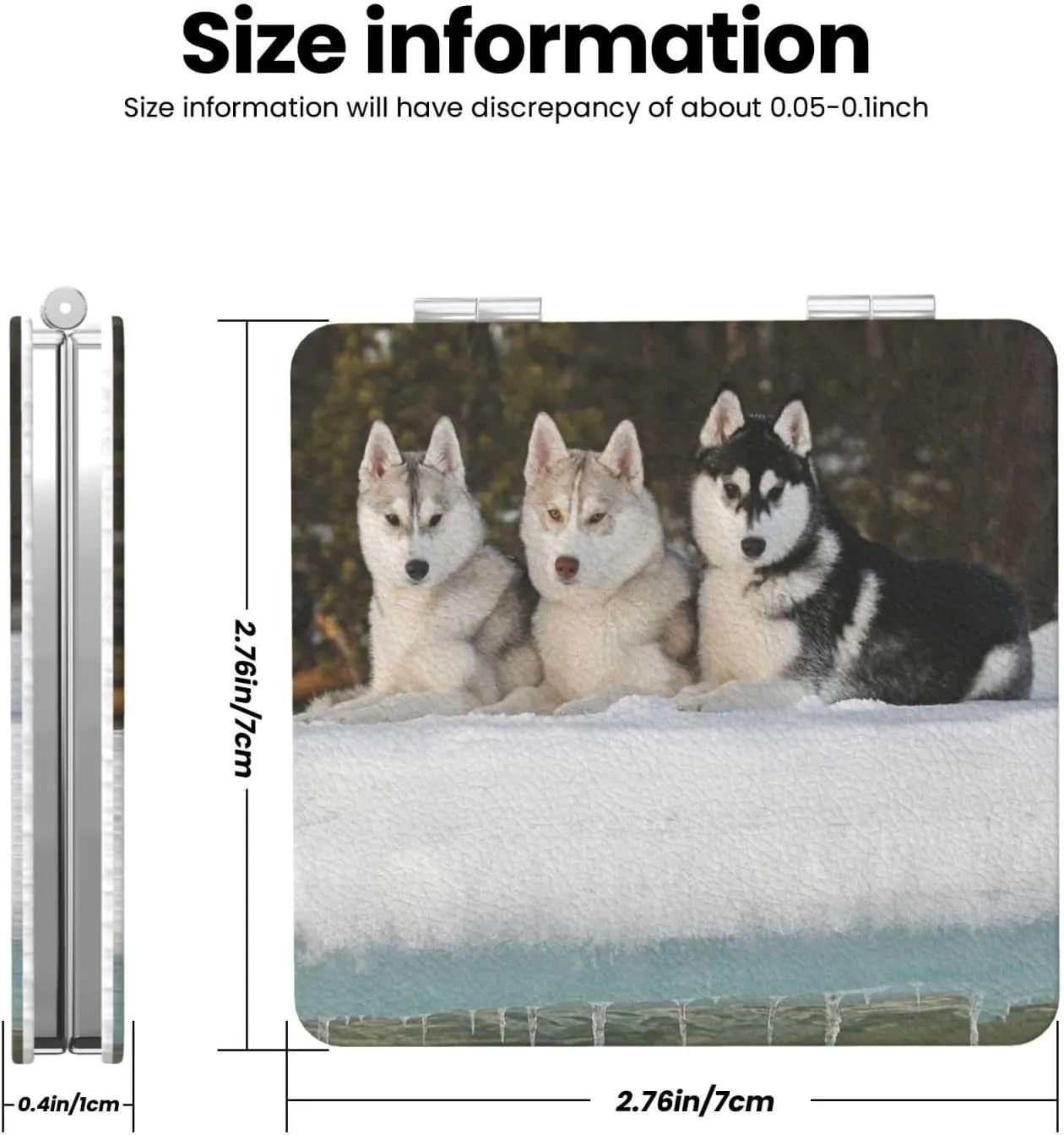Peynir Sled Dog Siberian Husky Alaskan Women Handheld Makeup Mirror Portable Compact Mirror Folding Mini Cosmetic Mirror