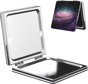 Peynir Spiral Galaxy in Outer Space Women Handheld Makeup Mirror Portable Compact Mirror Folding Mini Cosmetic Mirror