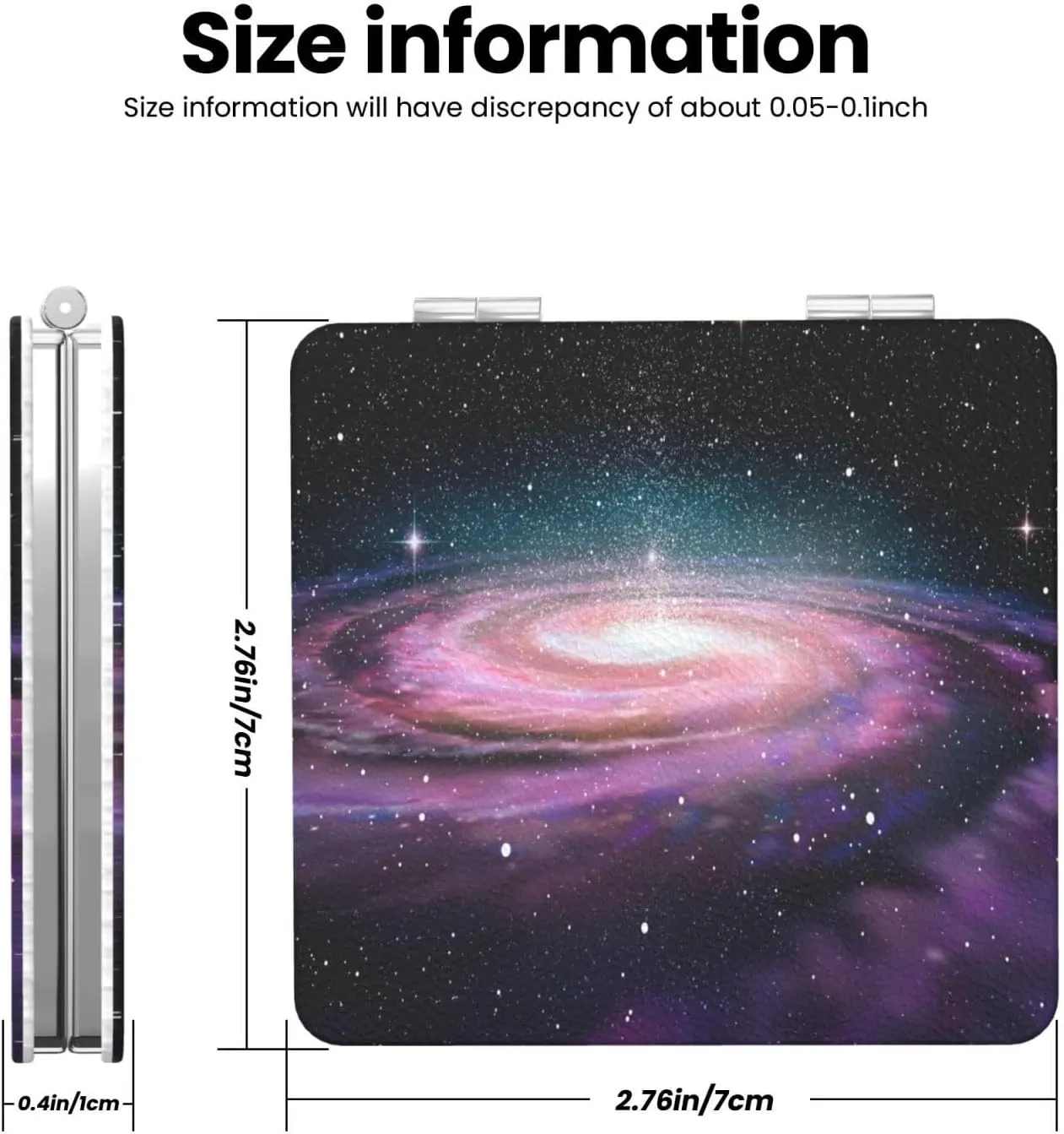 Peynir Spiral Galaxy in Outer Space Women Handheld Makeup Mirror Portable Compact Mirror Folding Mini Cosmetic Mirror
