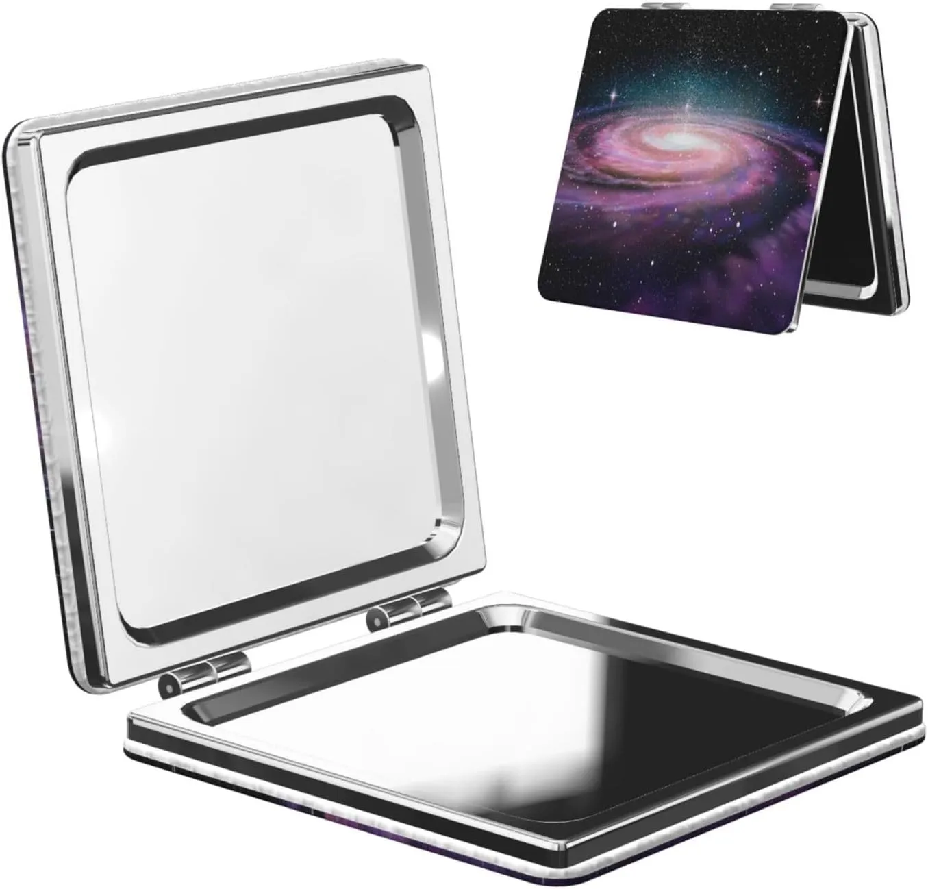 Peynir Spiral Galaxy in Outer Space Women Handheld Makeup Mirror Portable Compact Mirror Folding Mini Cosmetic Mirror