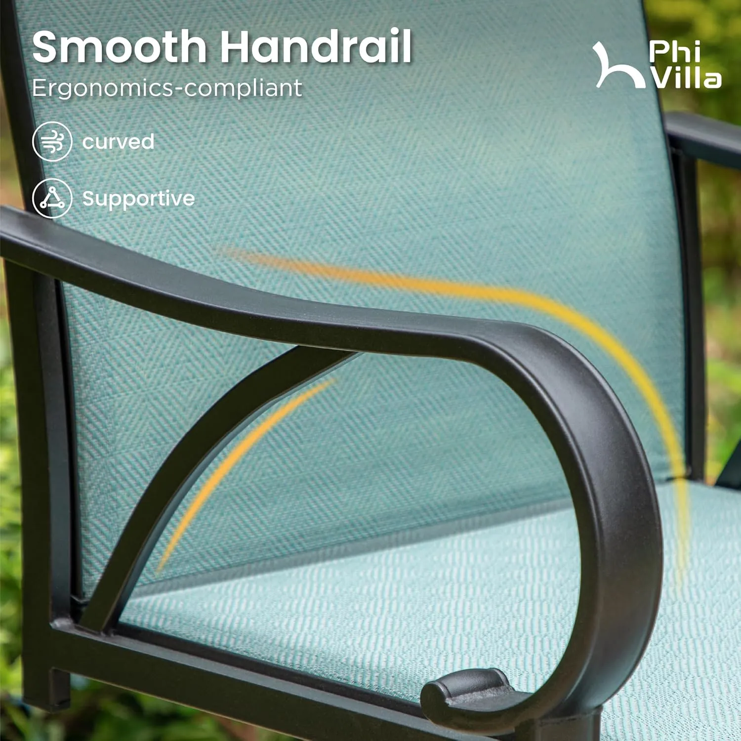 PHI VILLA Outdoor Bar Stools Set of 4, Swivel Patio Bar Stools & Chairs, High Top Bar Chairs Outside for Balcony，Porch and Backyard, Teal