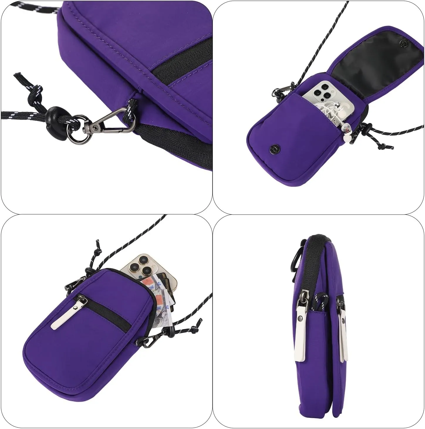 Phone Holsters Small Crossbody Bag Compatible with Men,Women Phone Purse Mini Messenger Bag Shoulder Bag Carry Bag Protective Case(Purple)