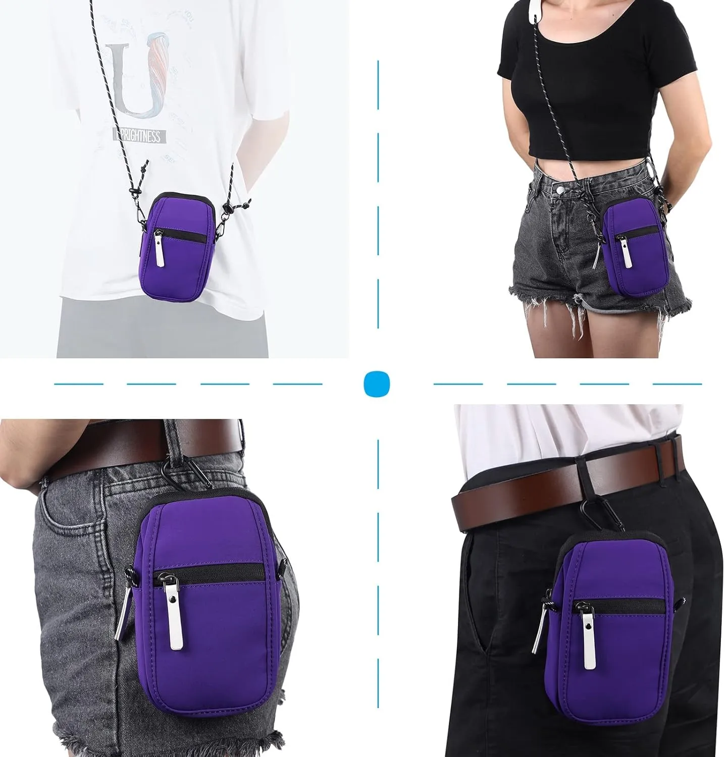 Phone Holsters Small Crossbody Bag Compatible with Men,Women Phone Purse Mini Messenger Bag Shoulder Bag Carry Bag Protective Case(Purple)