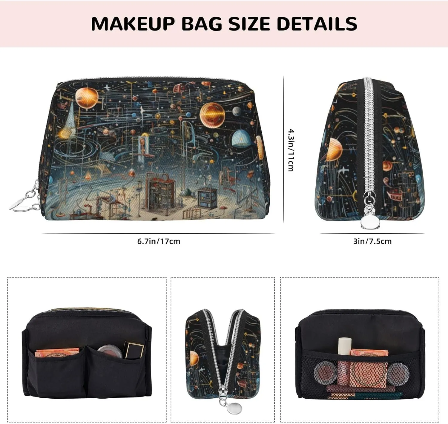 Physics Print Travel-Ready Toiletry Bag, Compact Makeup Organizer For Women