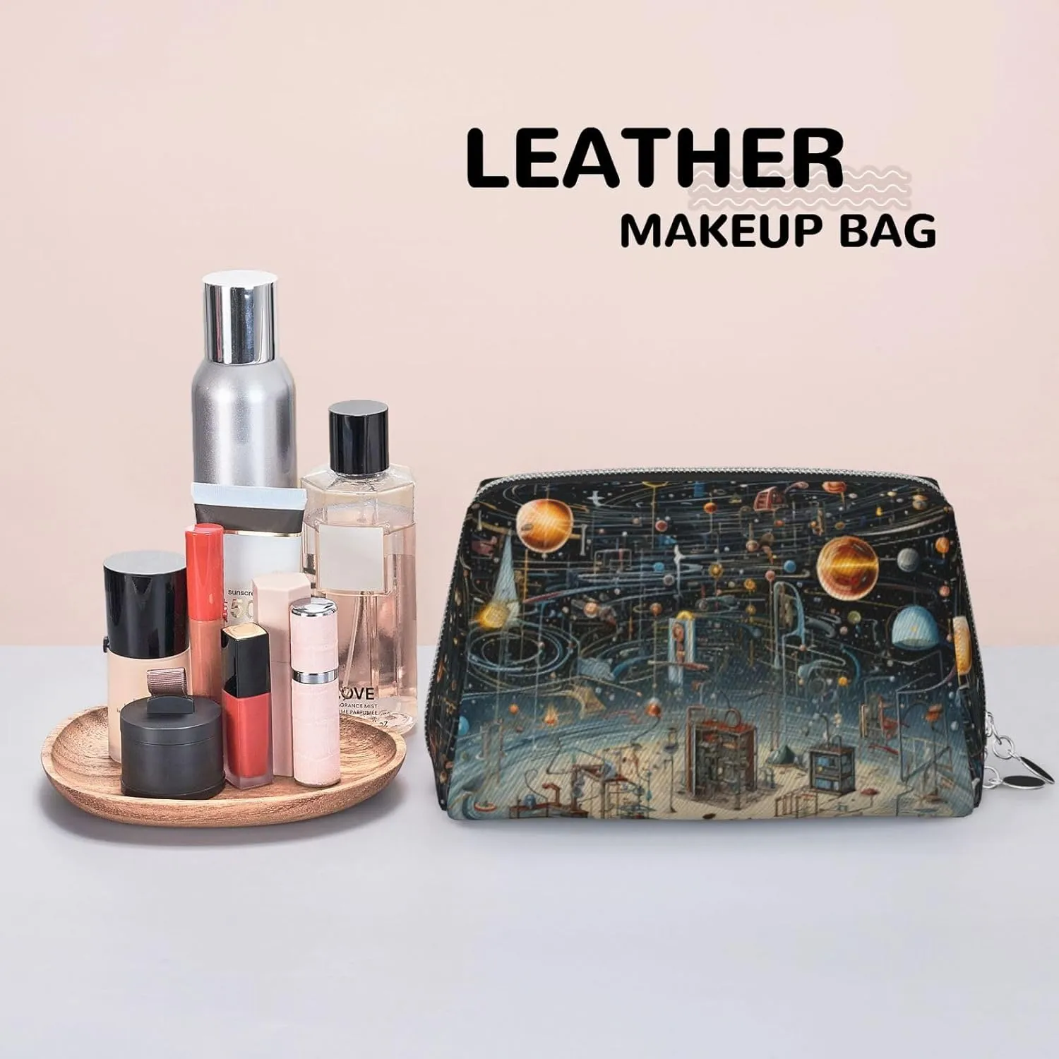 Physics Print Travel-Ready Toiletry Bag, Compact Makeup Organizer For Women