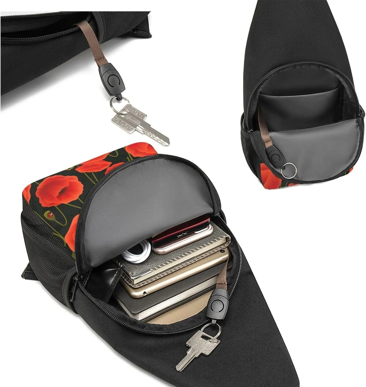 Piano Crossbody Chest Bag, Casual Backpack, Small Satchel, Multi-Functional Travel Hiking Backpacks