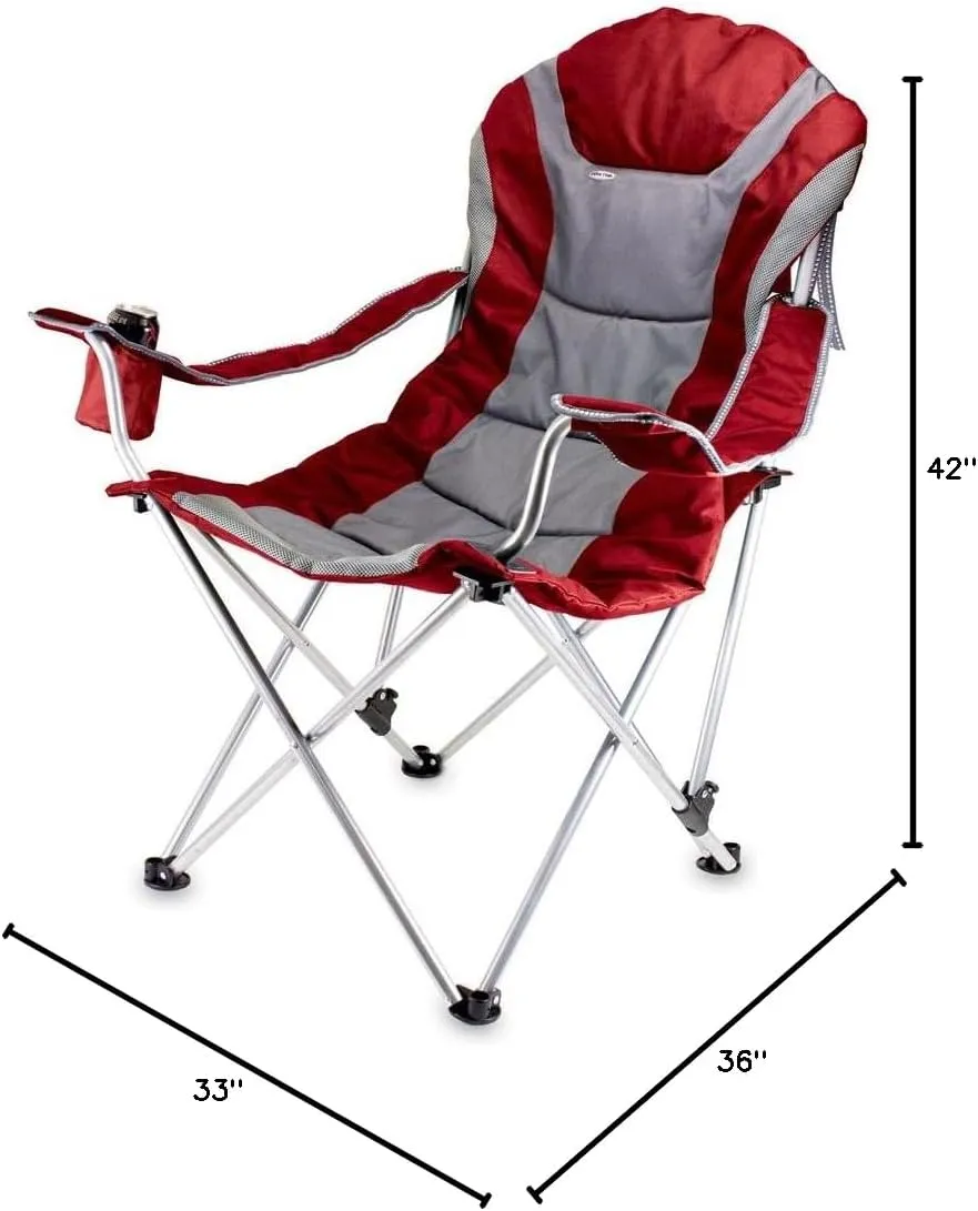 PICNIC TIME NCAA Razorbacks Reclining Camp Chair - Beach Chair for Adults - Sports Chair with Carry Bag