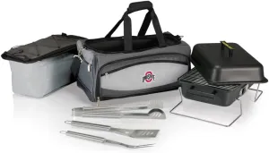 PICNIC TIME ONIVA - a Brand Ohio State Buckeyes - Buccaneer Portable Charcoal Grill & Cooler Tote, (Black with Gray Accents)