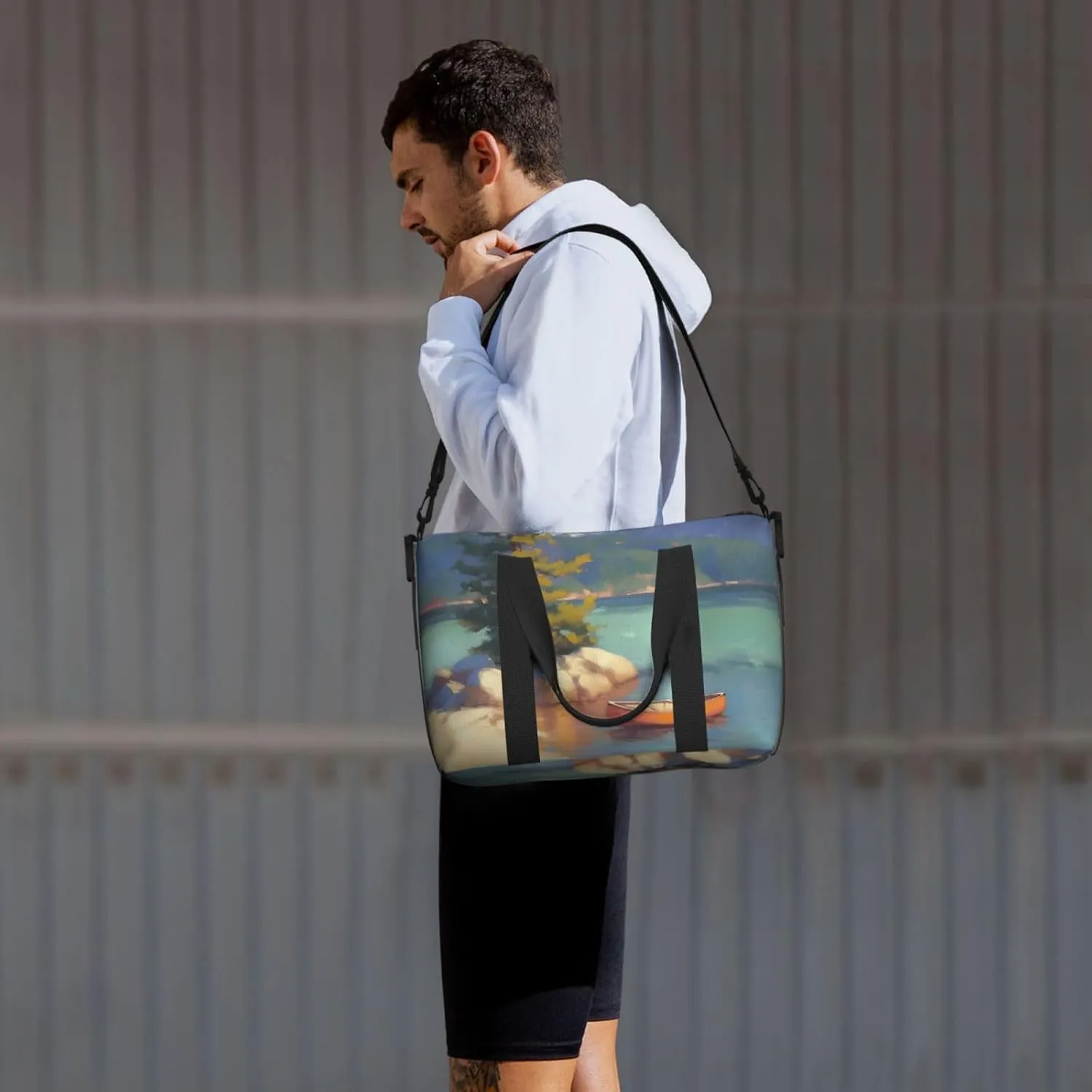 pine tree Lak print Travel Duffel Bag, Sports Tote Gym Bag, Swim Pool Bag Large Shoulder Tote Bag for Beach Weekender