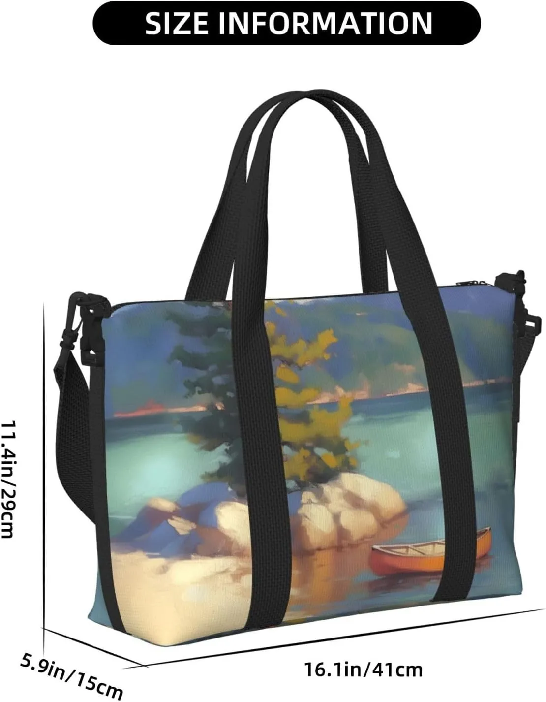 pine tree Lak print Travel Duffel Bag, Sports Tote Gym Bag, Swim Pool Bag Large Shoulder Tote Bag for Beach Weekender