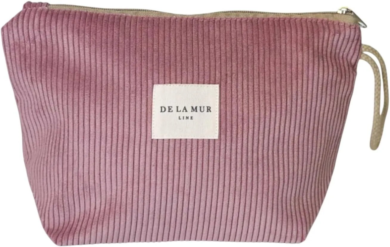 Pink Corduroy Cosmetic Bag for Women – Large Toiletry Bag for Travel, Skincare & Makeup Organizer, Travel Size Toiletries Bag – Cruise & Vacation Gift – Made in Barcelona, Spain