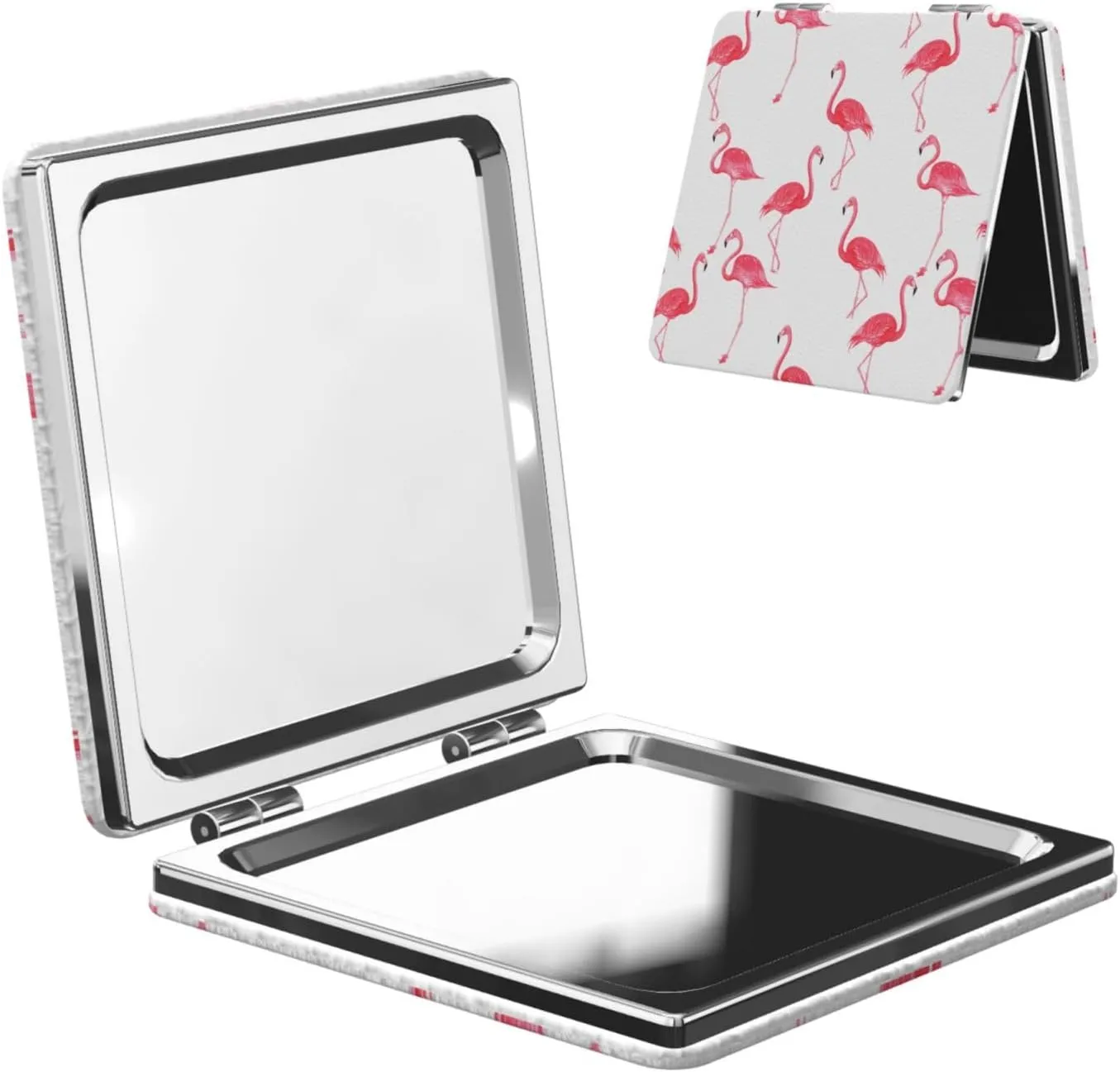 Pink Flamingo Women Small Pocket Mirror Travel Cosmetic Mirror Folding Handheld Makeup Mirror