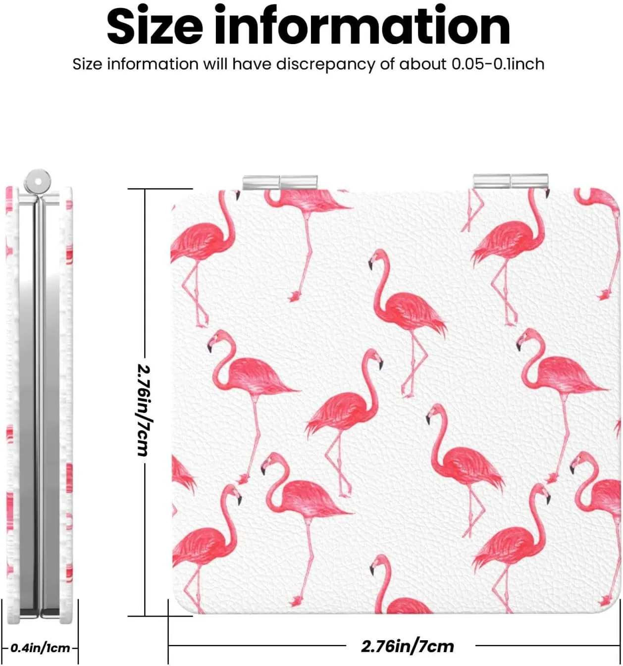 Pink Flamingo Women Small Pocket Mirror Travel Cosmetic Mirror Folding Handheld Makeup Mirror