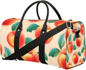 Pink Peach Fruit Travel Duffel Bag for Women Men Waterproof Foldable Overnight Weekender Bag Large Capacity Sports Gym Bag
