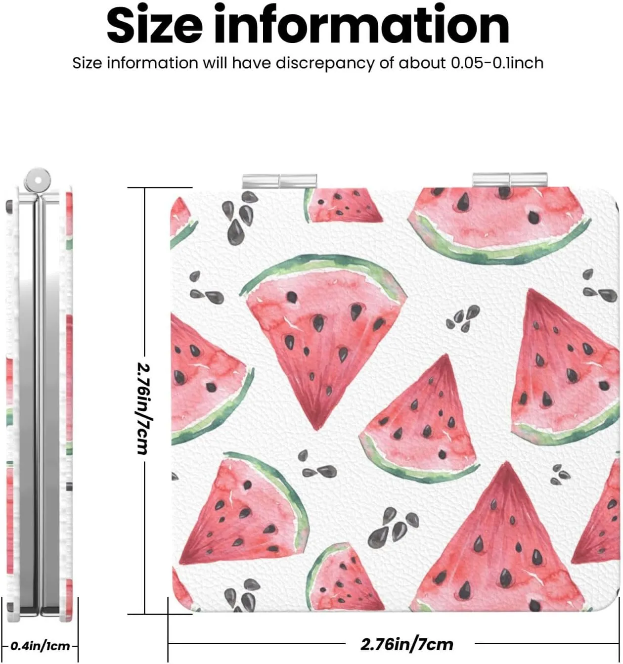 Pink Watermelons Mini Makeup Mirror Portable Pocket Cosmetic Mirror Folding Compact Mirror