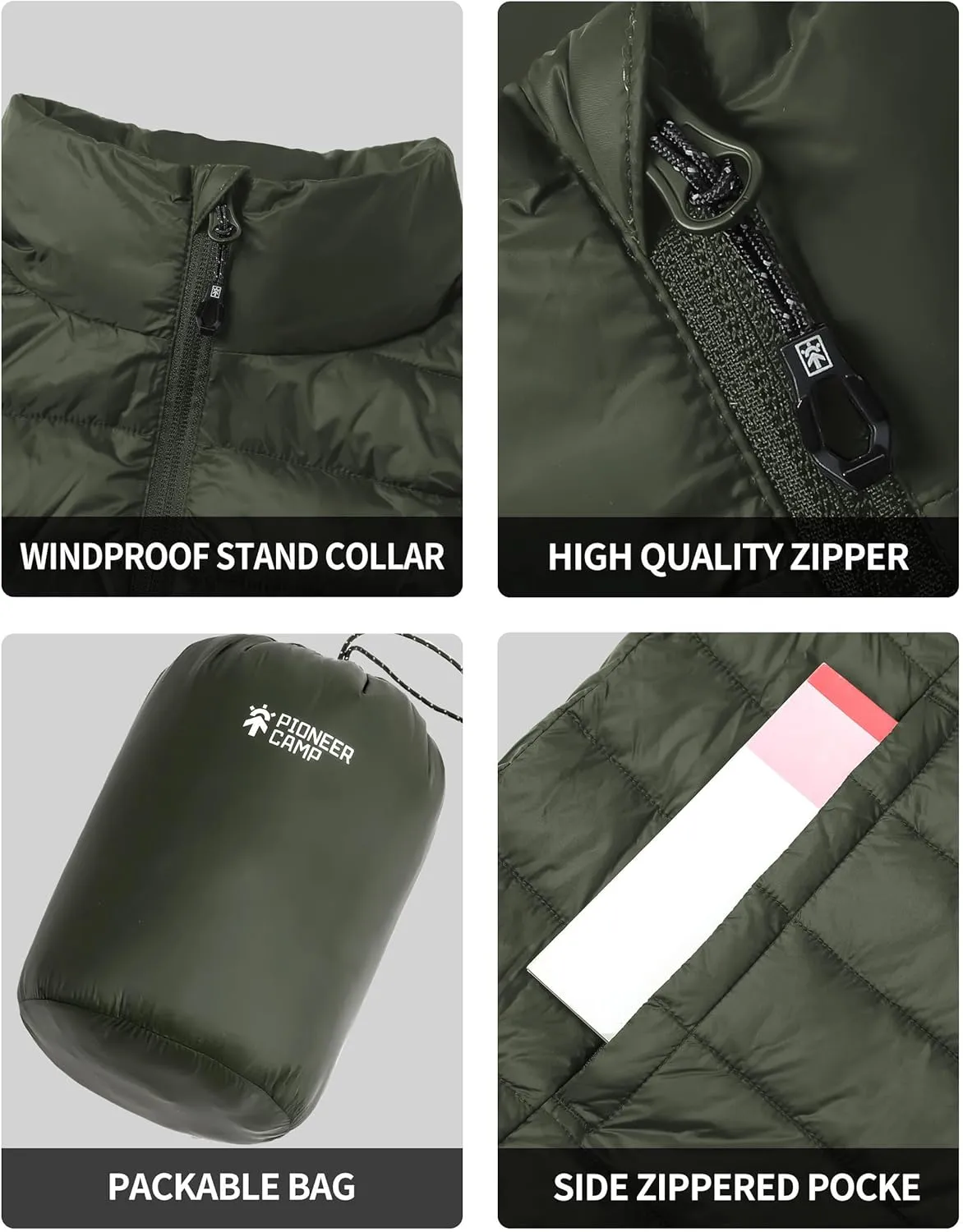 Pioneer Camp Men's Lightweight Puffer Vest Packable Water-Repellent Warm Quilted Sleeveless Outerwear for Work Casual Travel…