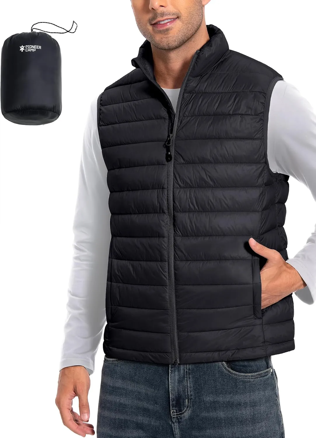 Pioneer Camp Men's Lightweight Puffer Vest Packable Water-Repellent Warm Quilted Sleeveless Outerwear for Work Casual Travel…