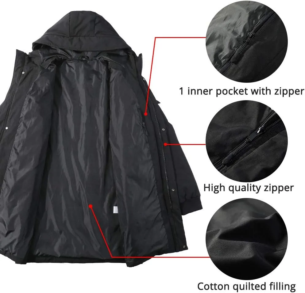 Pioneer Camp Men's Winter Coats Water-Repellent Windproof Thicken Parkas Long Hooded Padded Puffer Jacket