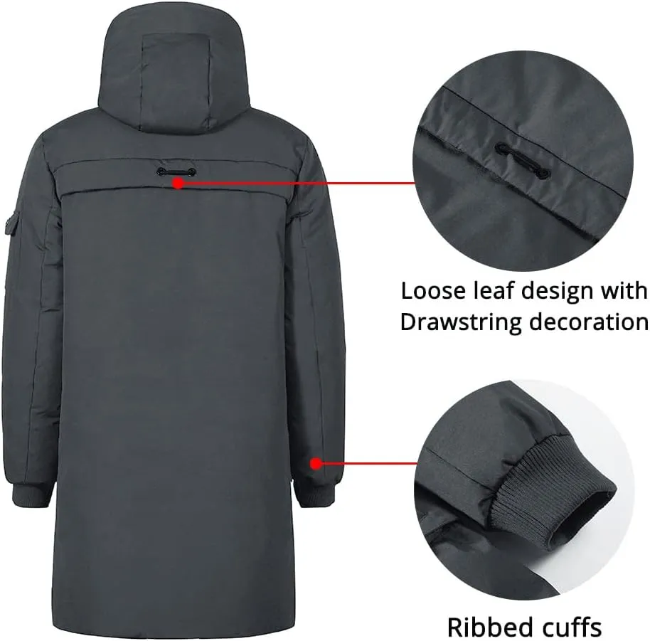 Pioneer Camp Men's Winter Coats Water-Repellent Windproof Thicken Parkas Long Hooded Padded Puffer Jacket