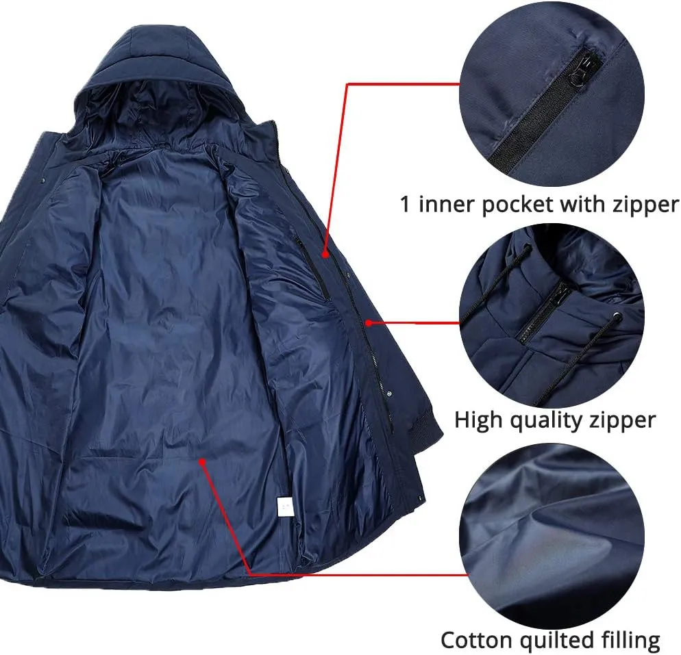 Pioneer Camp Men's Winter Coats Water-Repellent Windproof Thicken Parkas Long Hooded Padded Puffer Jacket
