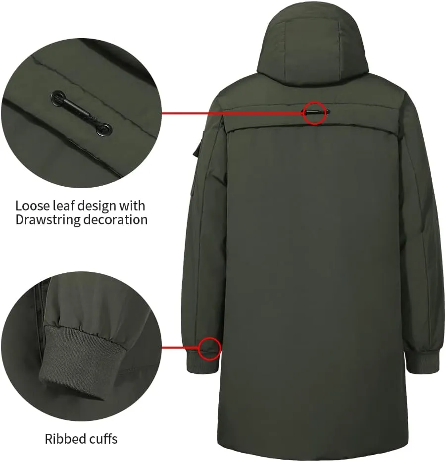 Pioneer Camp Men's Winter Coats Water-Repellent Windproof Thicken Parkas Long Hooded Padded Puffer Jacket