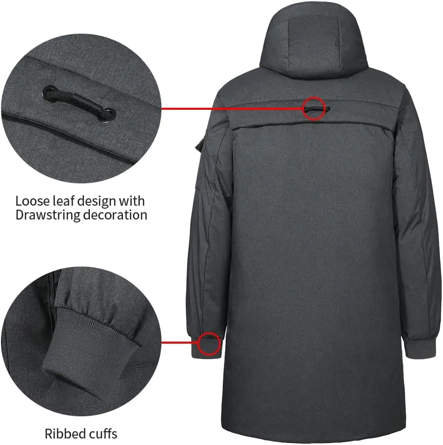 Pioneer Camp Men's Winter Coats Water-Repellent Windproof Thicken Parkas Long Hooded Padded Puffer Jacket