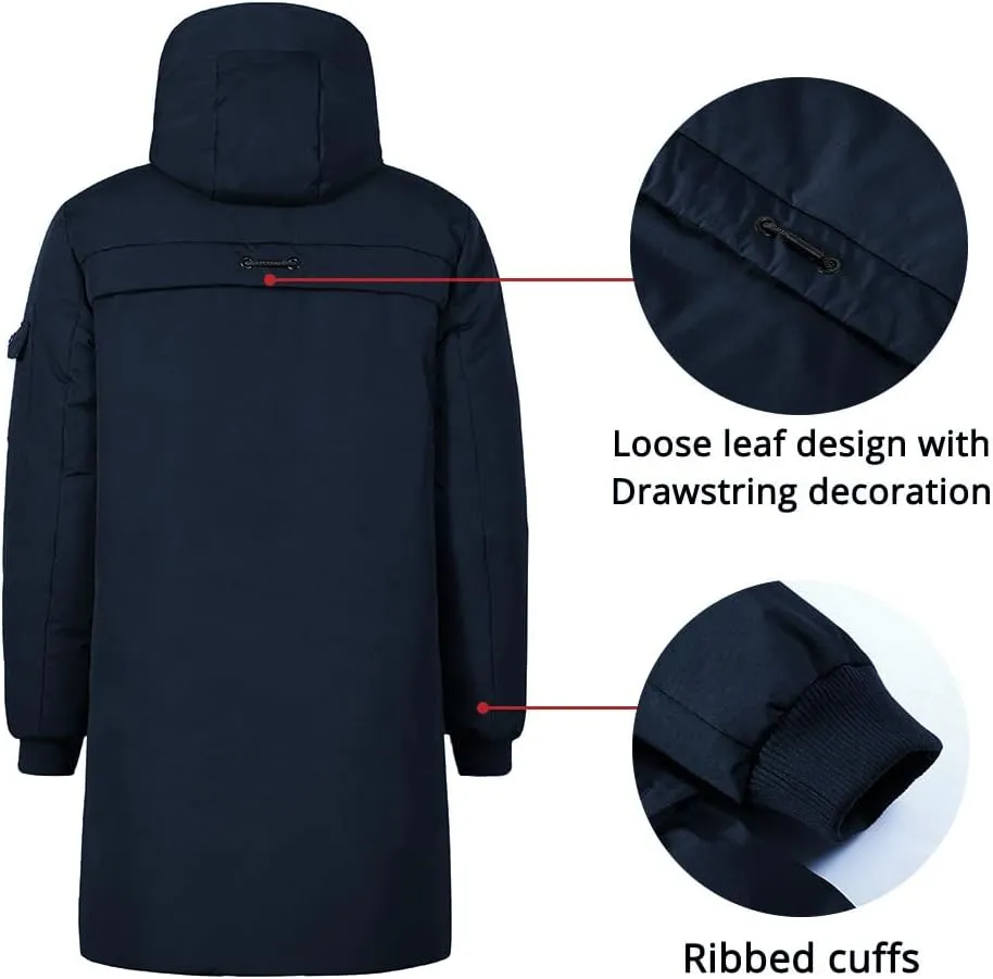 Pioneer Camp Men's Winter Coats Water-Repellent Windproof Thicken Parkas Long Hooded Padded Puffer Jacket