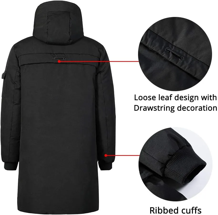 Pioneer Camp Men's Winter Coats Water-Repellent Windproof Thicken Parkas Long Hooded Padded Puffer Jacket