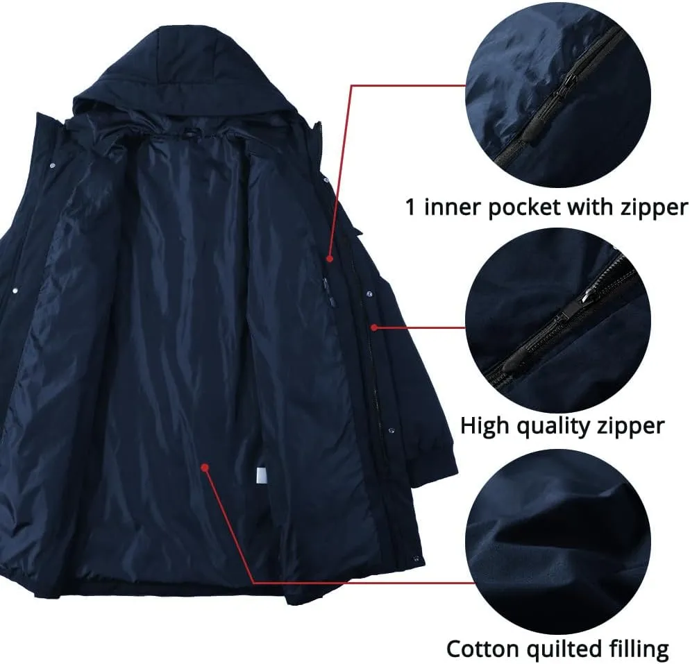 Pioneer Camp Men's Winter Coats Water-Repellent Windproof Thicken Parkas Long Hooded Padded Puffer Jacket