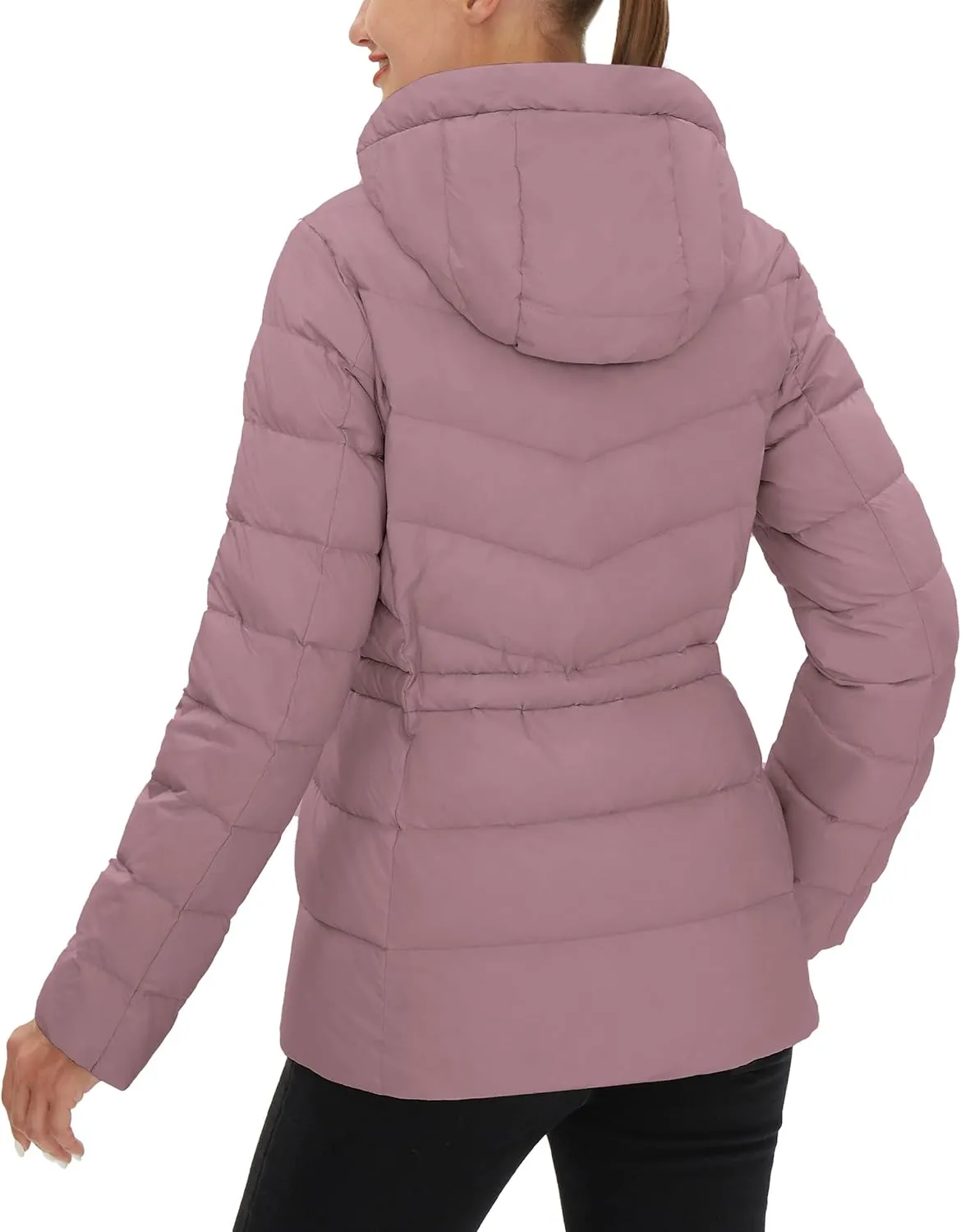 Pioneer Camp Women's Down Puffer Jacket Water-Repellent Winter Coat Quilted Fuffy Outerwear with Hood