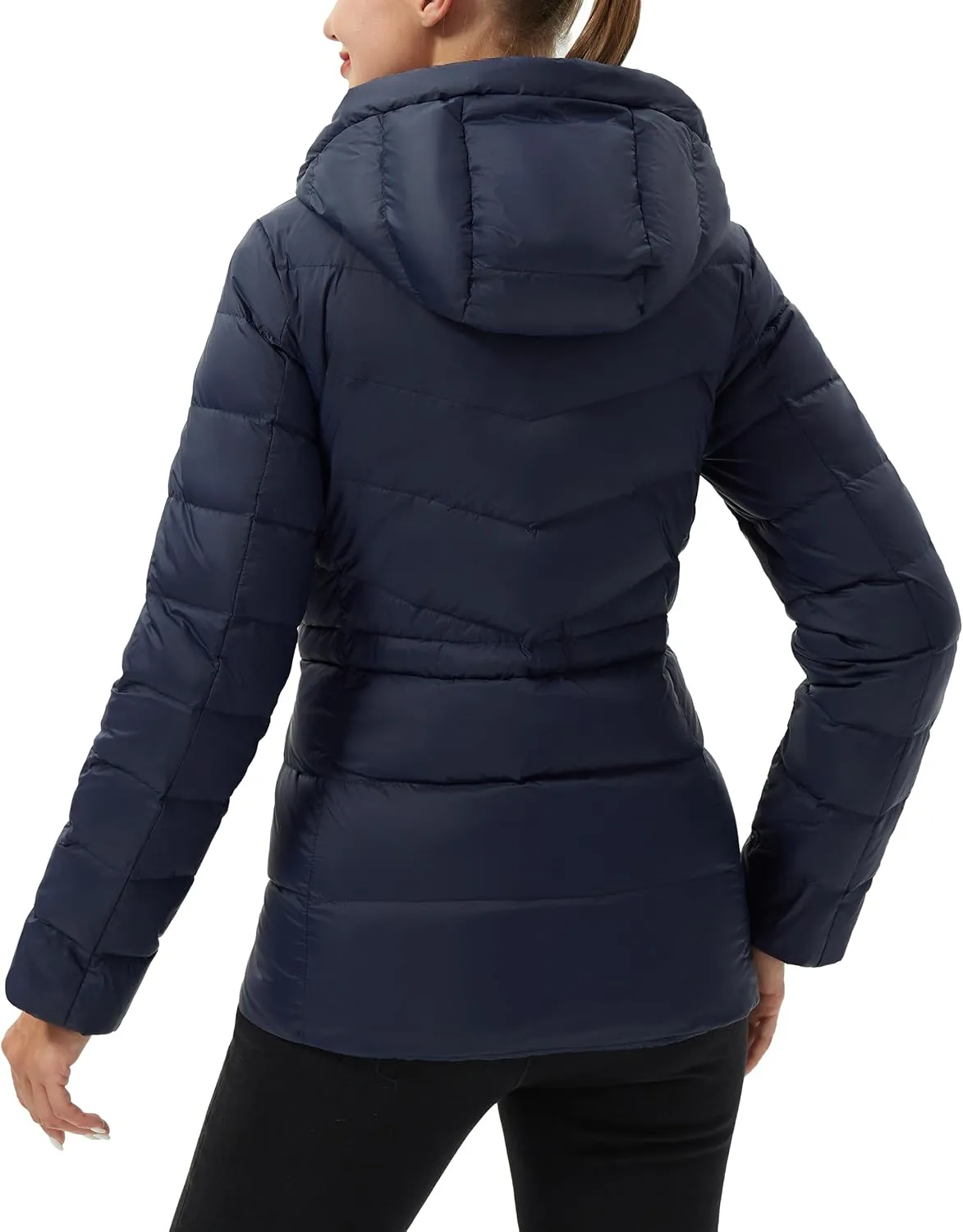 Pioneer Camp Women's Down Puffer Jacket Water-Repellent Winter Coat Quilted Fuffy Outerwear with Hood