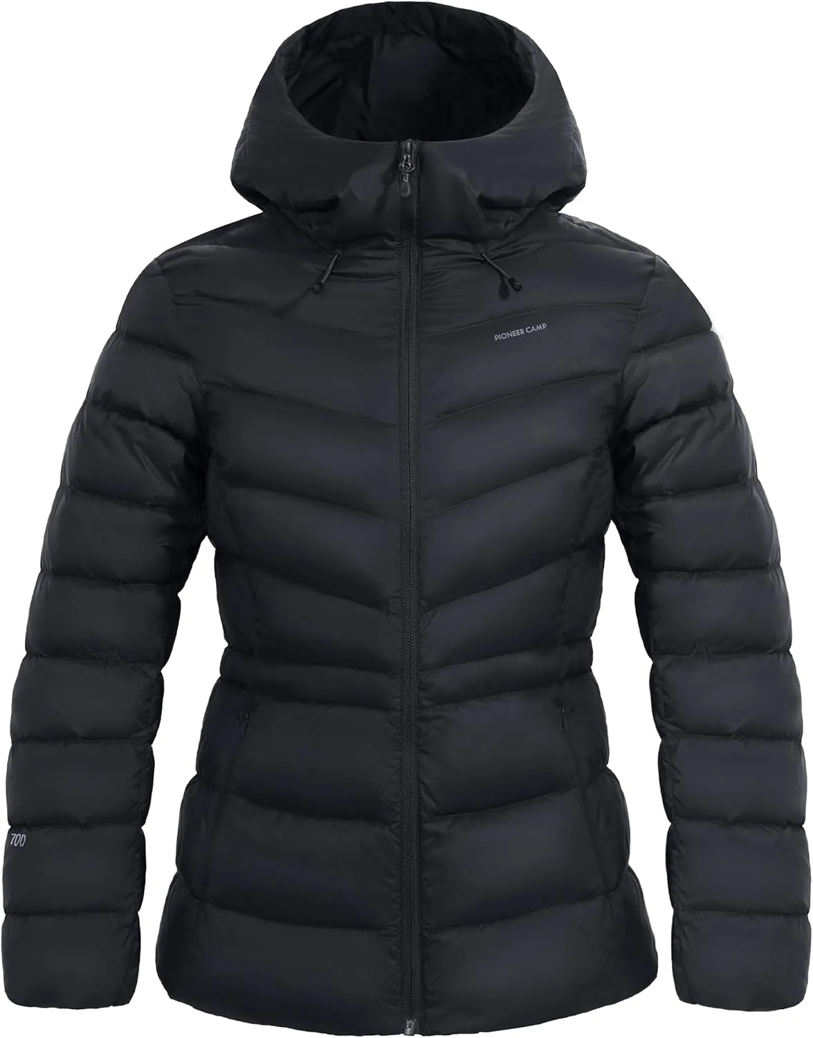 Pioneer Camp Women's Down Puffer Jacket Water-Repellent Winter Coat Quilted Fuffy Outerwear with Hood