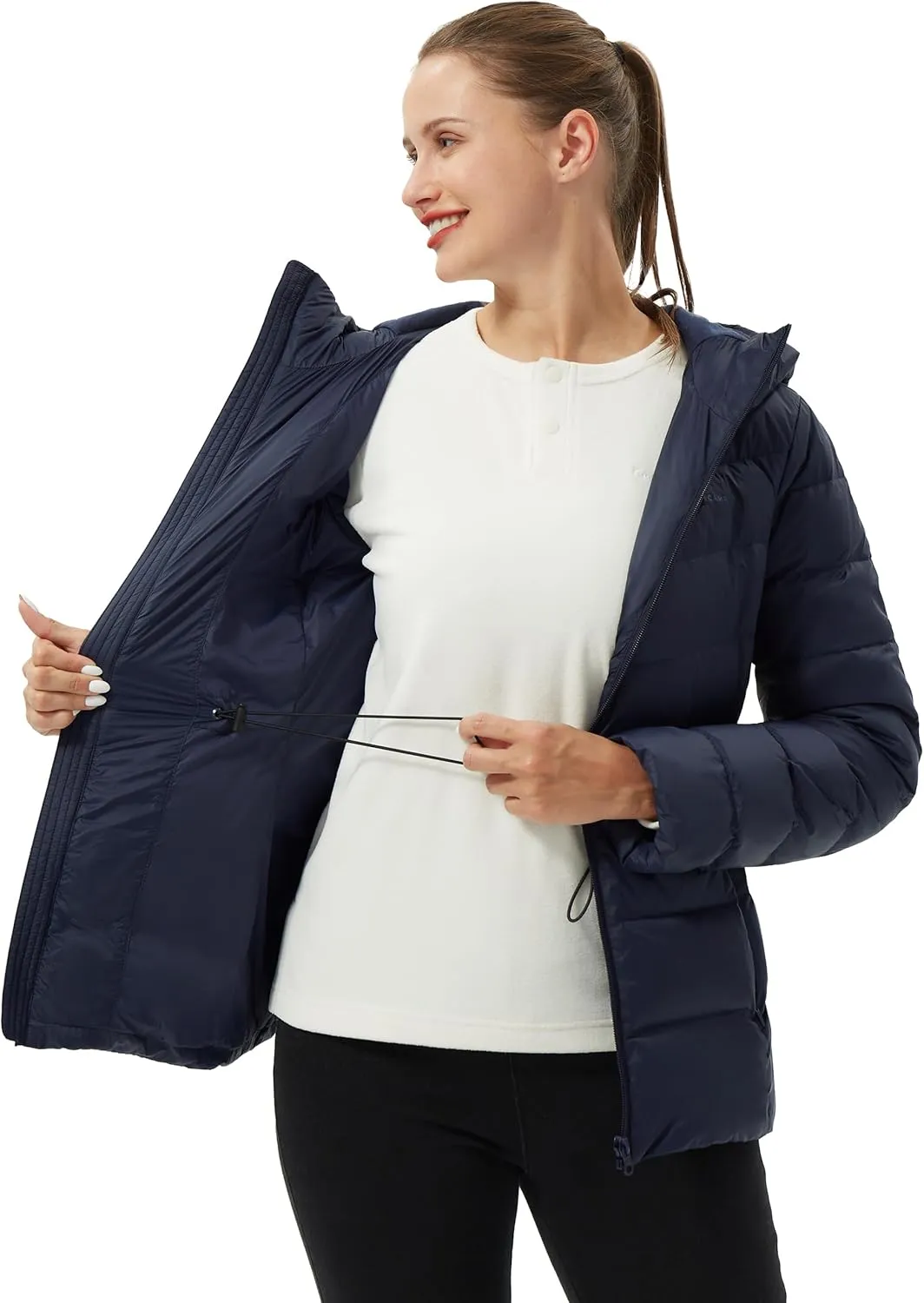 Pioneer Camp Women's Down Puffer Jacket Water-Repellent Winter Coat Quilted Fuffy Outerwear with Hood