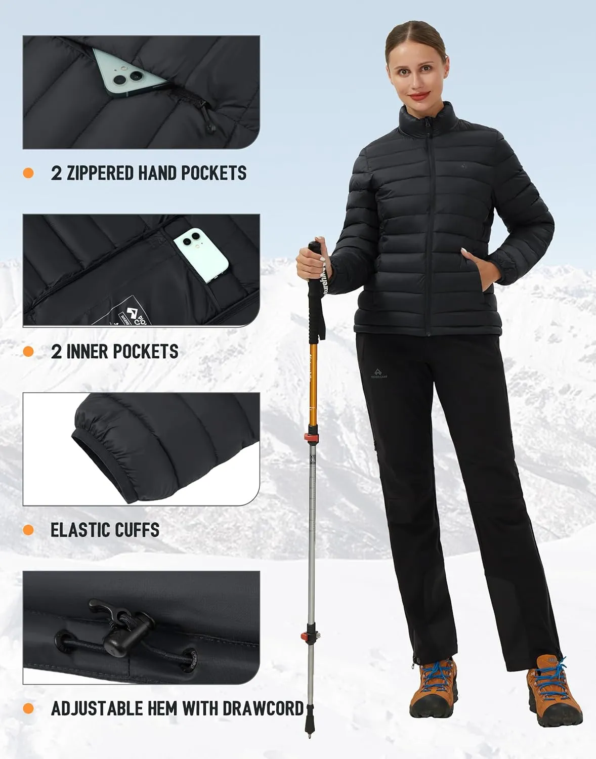 Pioneer Camp Women's Packable Puffer Jacket Winter Lightweight Quilted Coat Water-Repellent Insulated Thermal Warm Outerwear