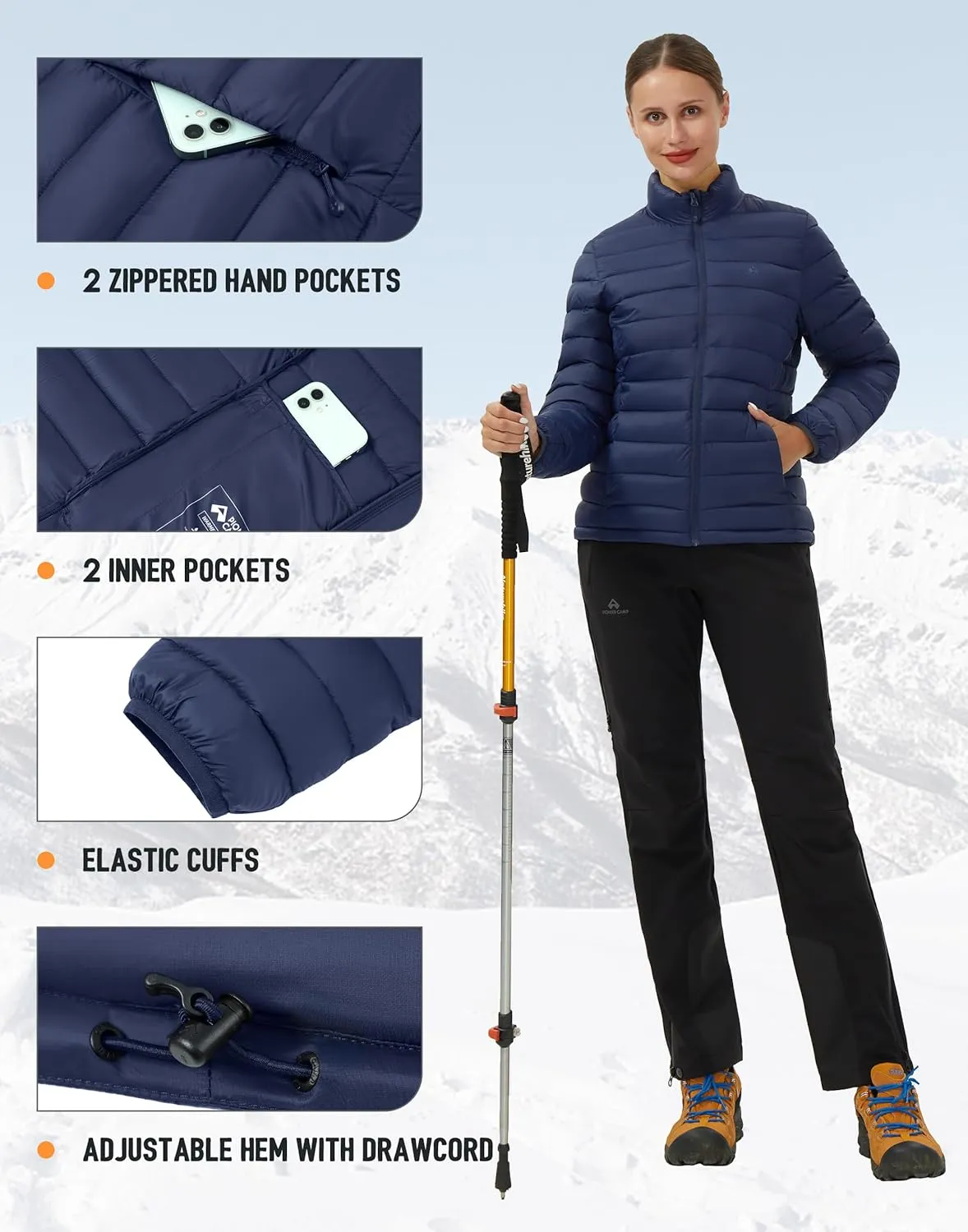 Pioneer Camp Women's Packable Puffer Jacket Winter Lightweight Quilted Coat Water-Repellent Insulated Thermal Warm Outerwear
