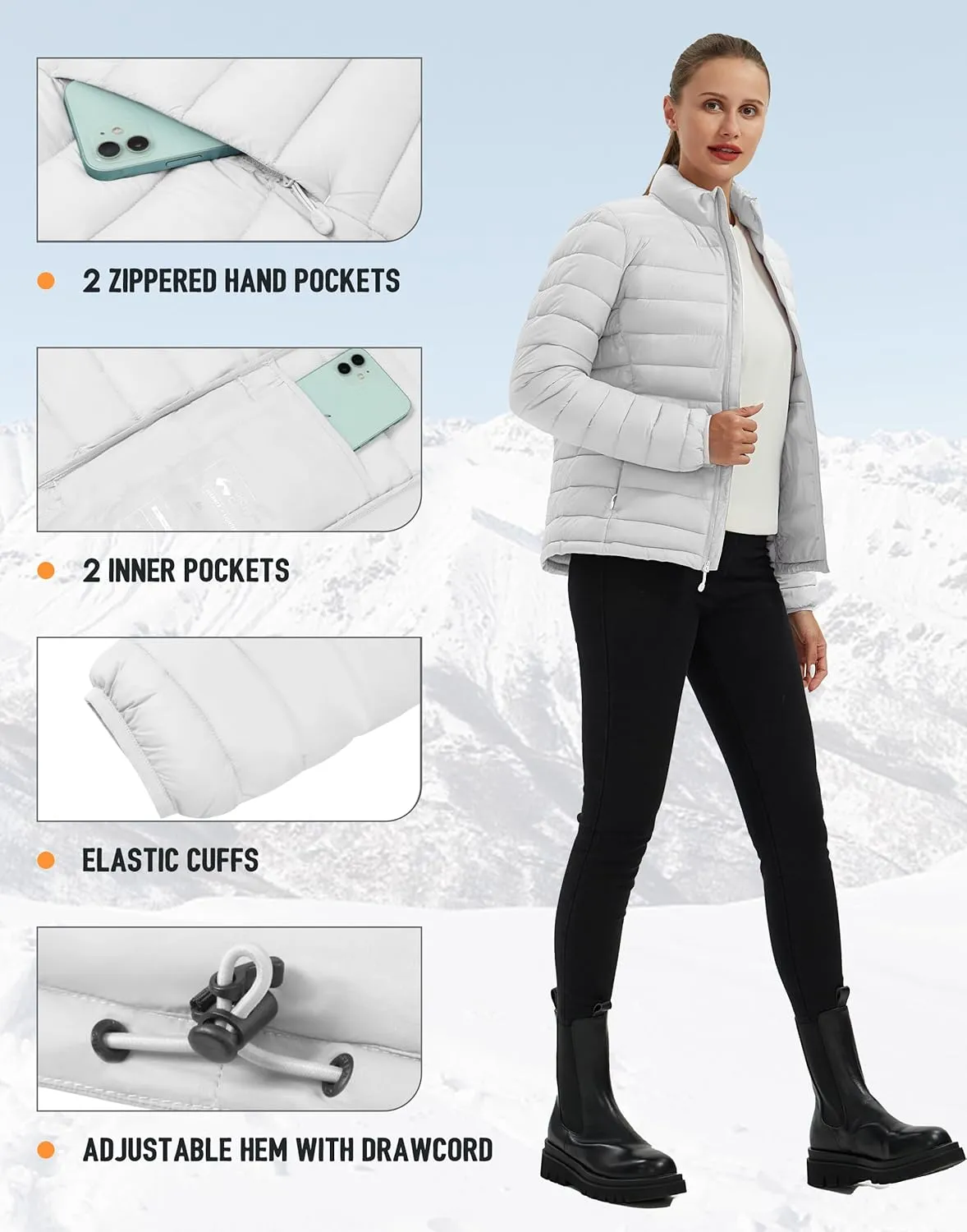 Pioneer Camp Women's Packable Puffer Jacket Winter Lightweight Quilted Coat Water-Repellent Insulated Thermal Warm Outerwear