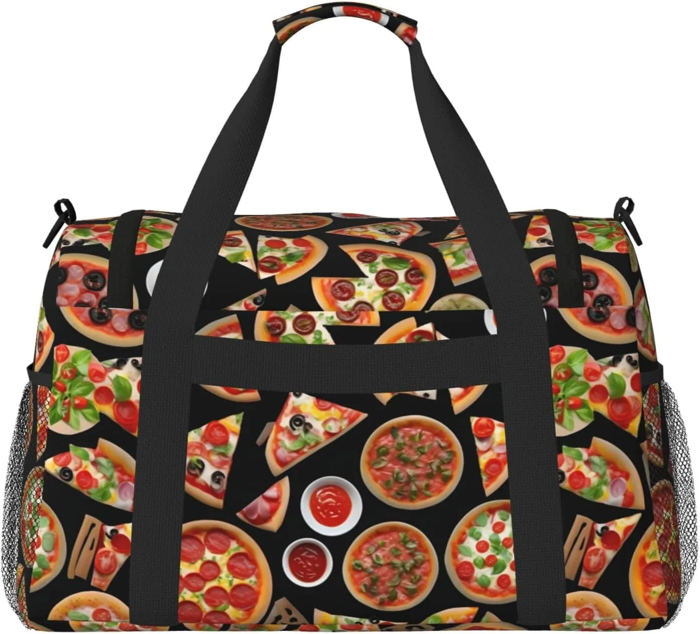 Pizza 3d Travel Duffel Bag With Zippers And Handles, Big Foldable Duffle Bag For Family Vacations