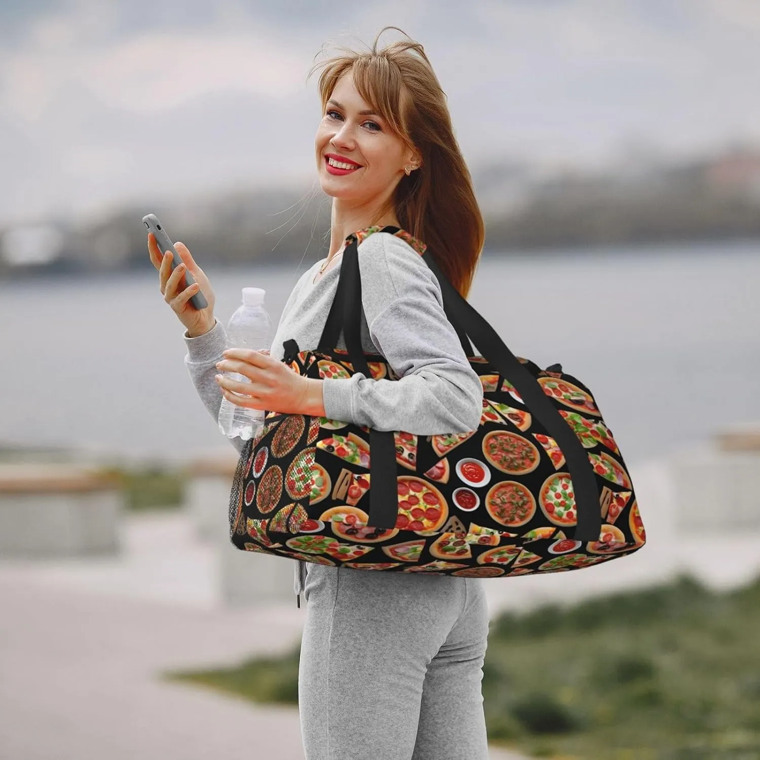 Pizza 3d Travel Duffel Bag With Zippers And Handles, Big Foldable Duffle Bag For Family Vacations