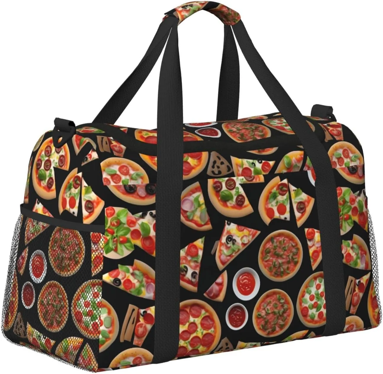 Pizza 3d Travel Duffel Bag With Zippers And Handles, Big Foldable Duffle Bag For Family Vacations