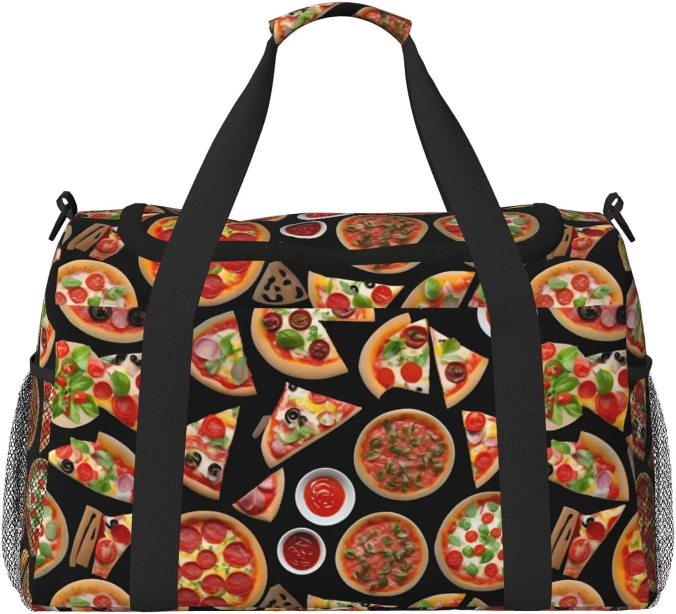 Pizza 3d Travel Duffel Bag With Zippers And Handles, Big Foldable Duffle Bag For Family Vacations
