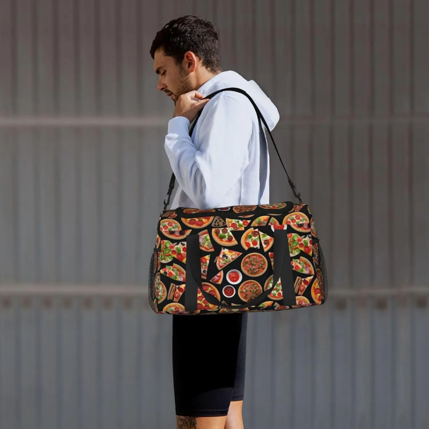 Pizza 3d Travel Duffel Bag With Zippers And Handles, Big Foldable Duffle Bag For Family Vacations